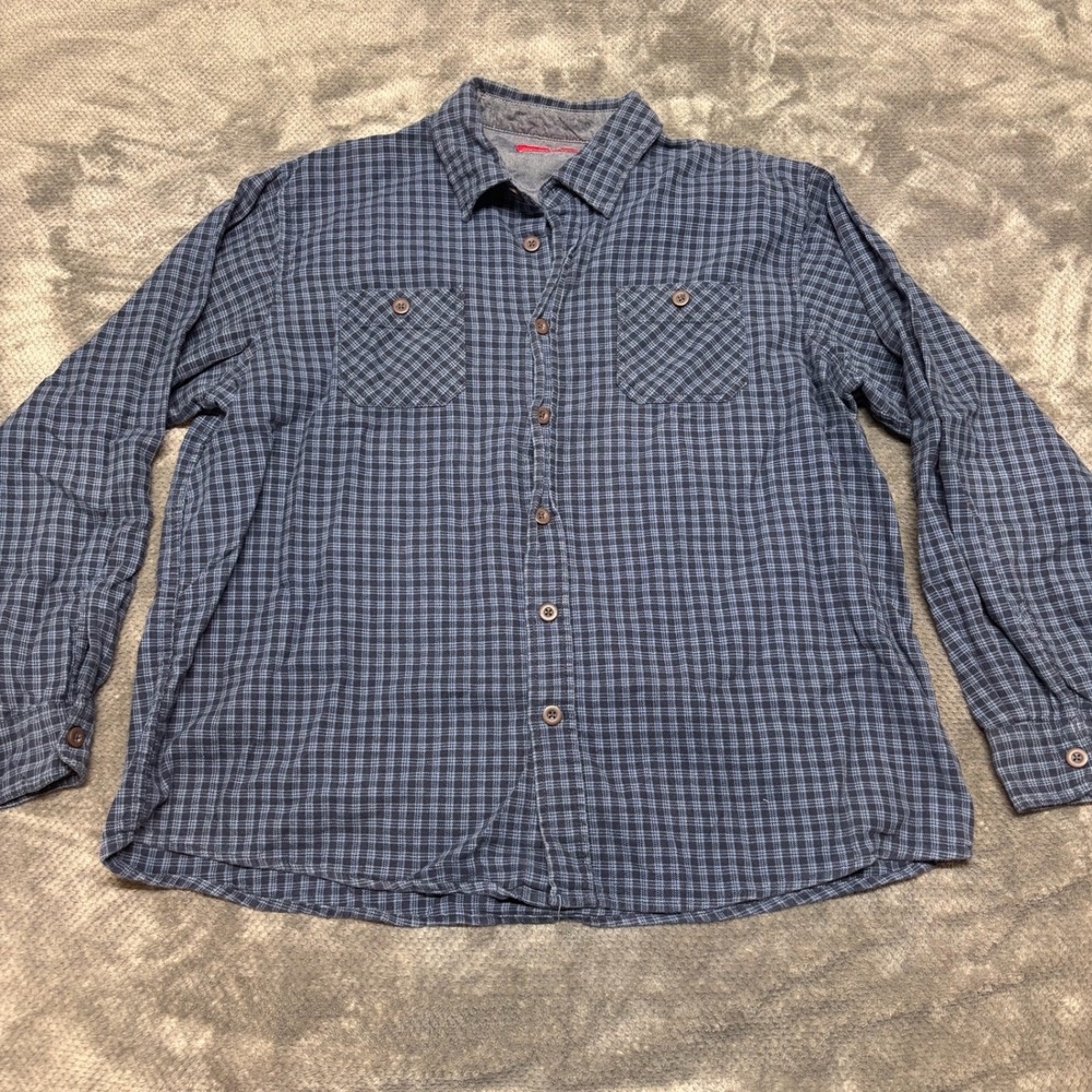 Wrangler Mens Blue Plaid Long Sleeve Button Down Shirt 2XL HLP1HVN Cotton